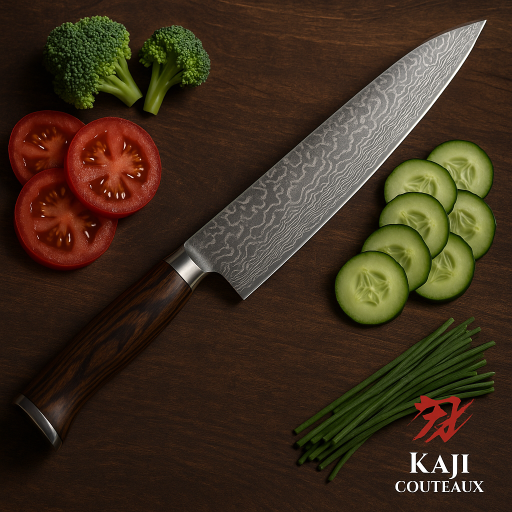 Couteau Chef Acier inox à motif damas ″ Damascus 67 Couches"