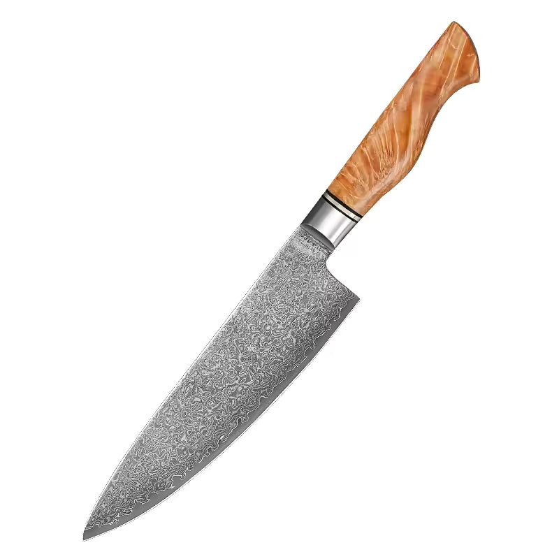Couteau Chef Acier inox à motif damas ″ Damascus 67 Couches"